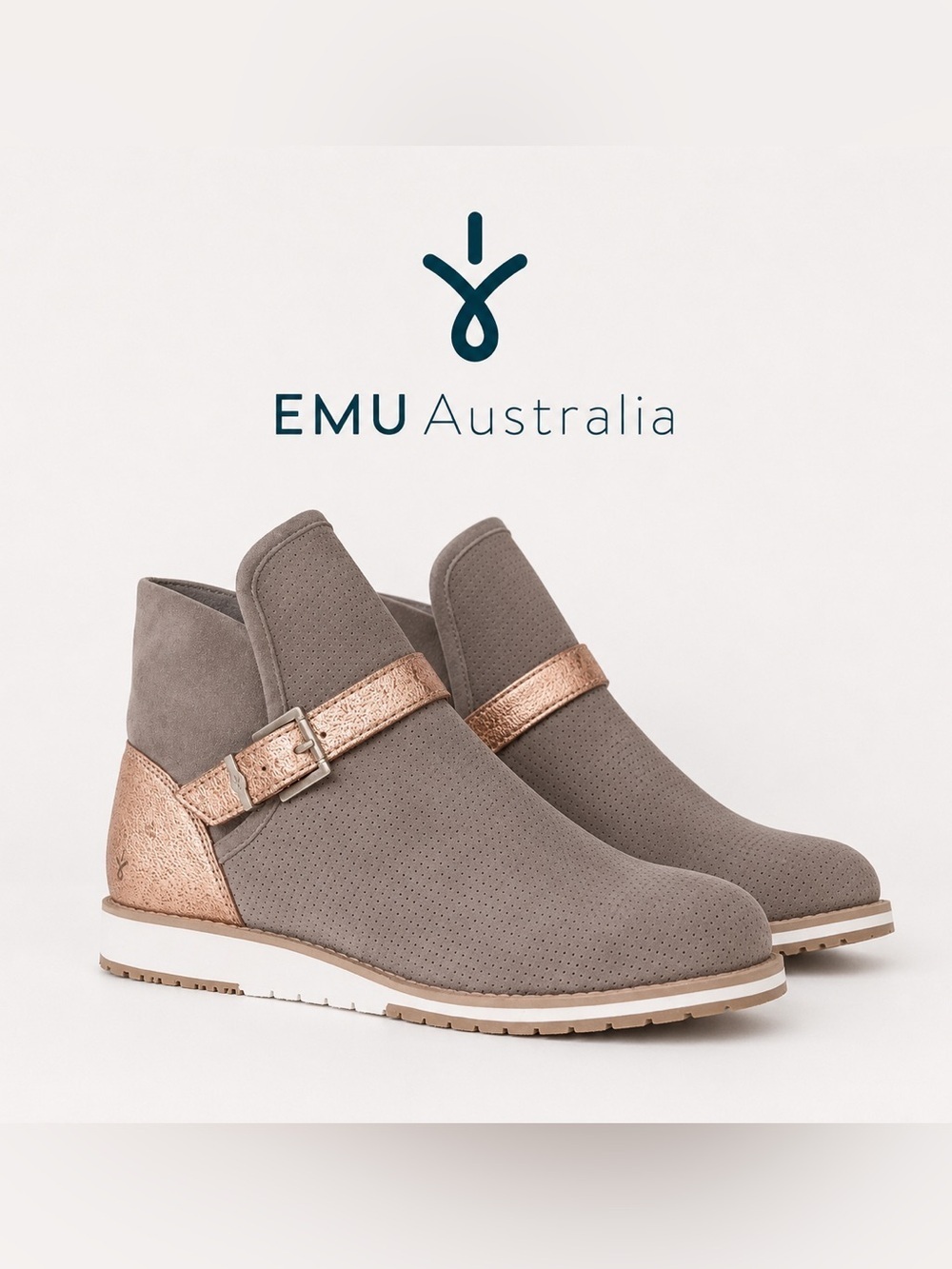 EMU Australia Taupe Suede Ankle Boots – Size 8
